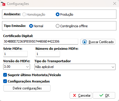 Tipo de emissão Normal