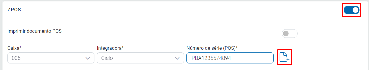 Opção ZPOS ativada