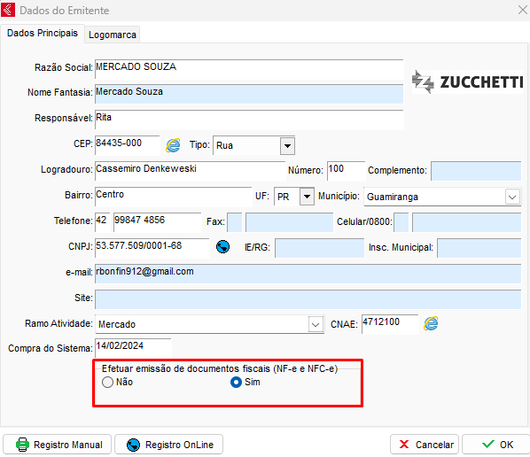 Emitir documentos fiscais
