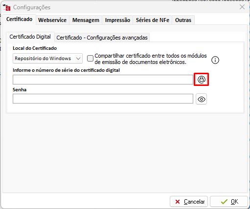 Botão Buscar Certificado