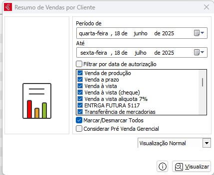 Relatório Resumo de Vendas por Cliente