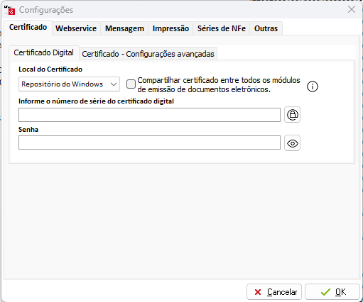 Campo Número de Série do certificado