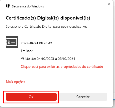 Seleção do certificado para o CT-e