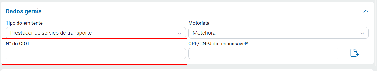Nº do CIOT opcional
