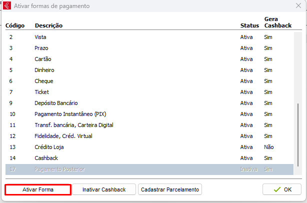 Pagamento Posterior ativa na NF-e