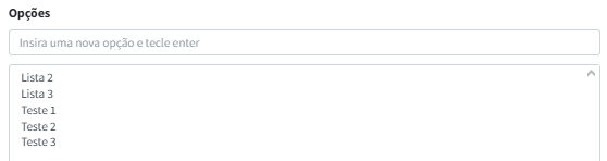 Atributo tipo lista de opções