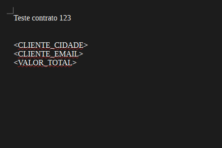 Contrato com tags no editor