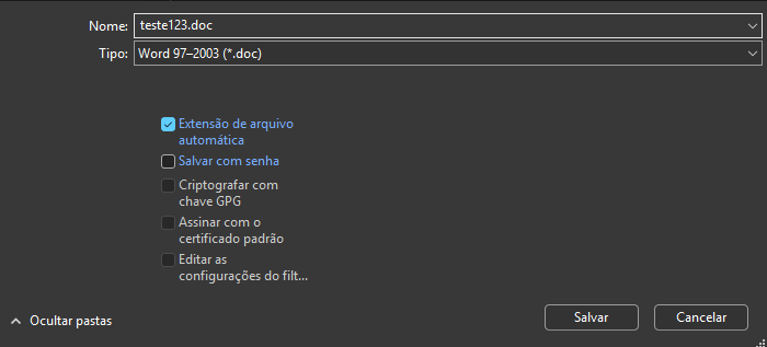 Contrato salvo em .DOC