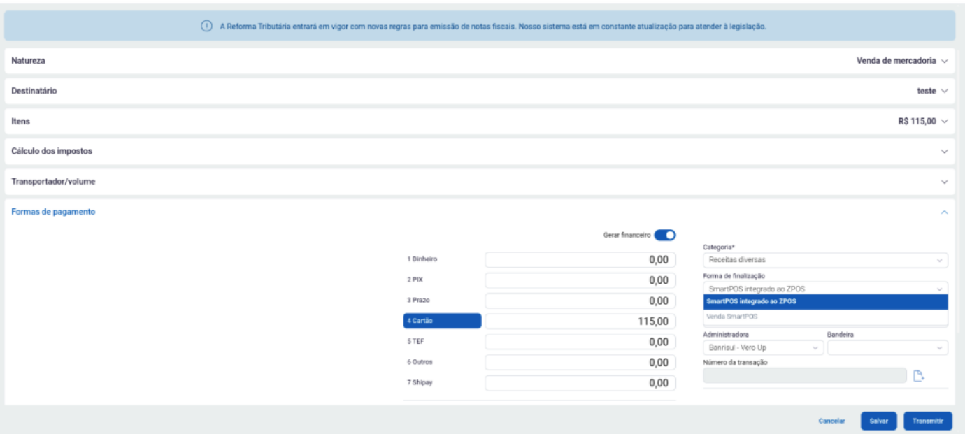 SmartPOS integrado ao ZPOS