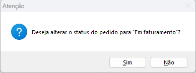 Sugestão de status Em faturamento