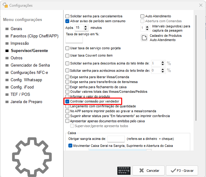 Controlar comissão por vendedor