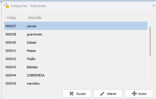 Categorias cadastradas