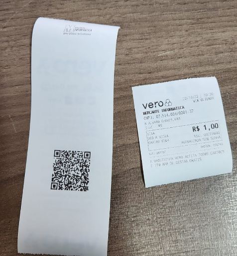 Impressão incompleta com cabeçalho e QR Code