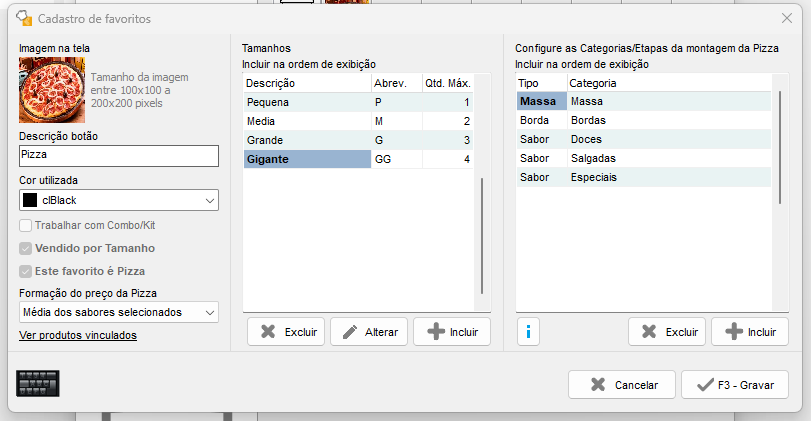 Exemplo de etapas da montagem da pizza