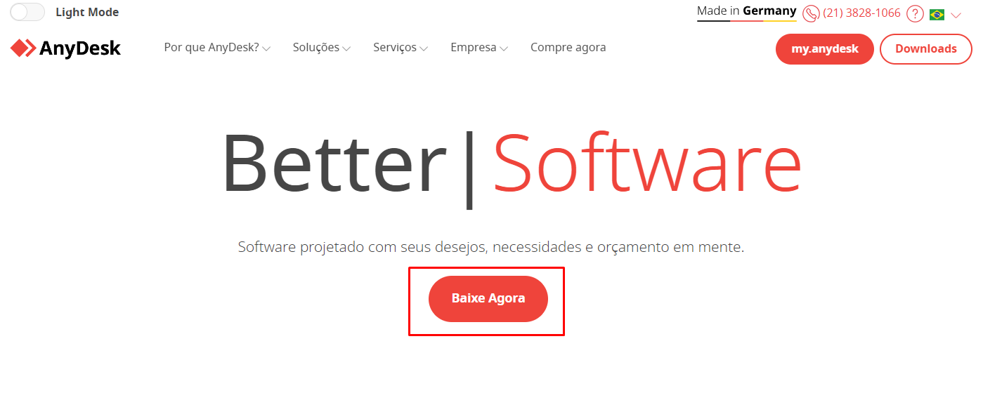 Botão Baixe Agora do AnyDesk