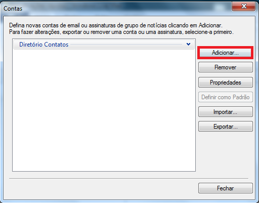 Adicionar conta no Windows Live Mail
