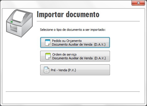 Importar OS no Cupom Fiscal