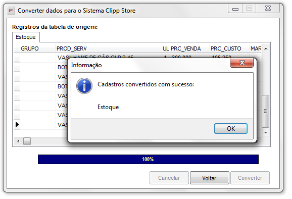 Conferência dos dados antes de clicar em Converter Conferir dados antes de converter