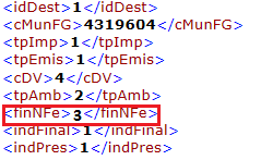 Tag FinNFe=3 no XML
