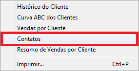 Opção Contatos