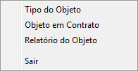 Menu Arquivo do Cadastro de Objetos