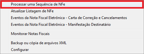 Processar sequência de NFe