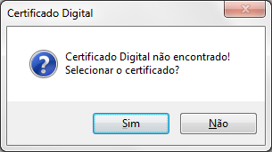 Mensagem de certificado não encontrado