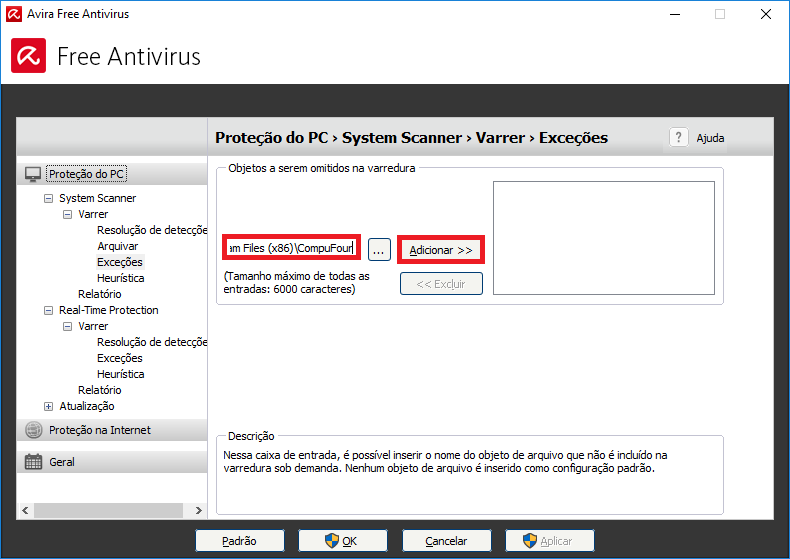 Adicionar Compufour no System Scanner
