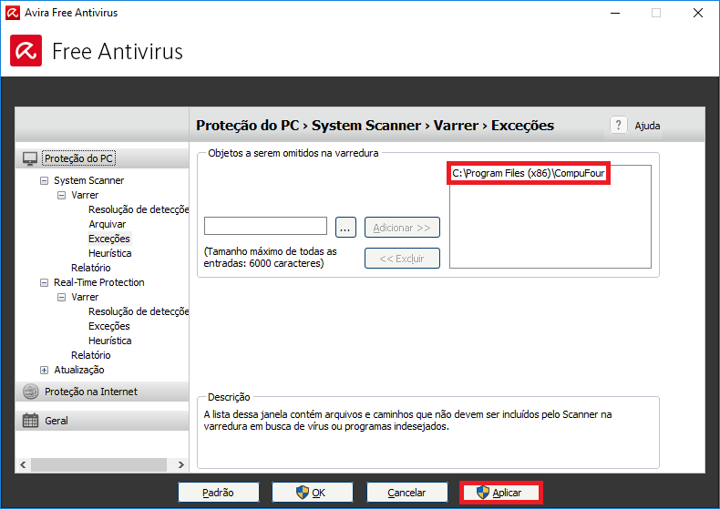 Aplicar no System Scanner