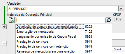 Natureza da Operação Principal (CFOP)