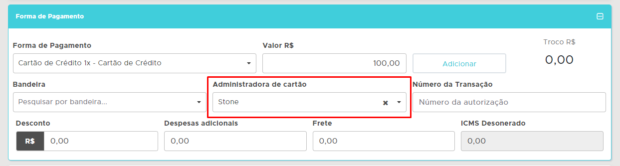 Administradora de Cartão Stone