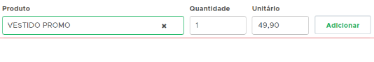 Escolha do produto na NFC-e