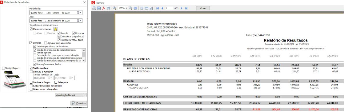 Relatório de Resultados com cabeçalho