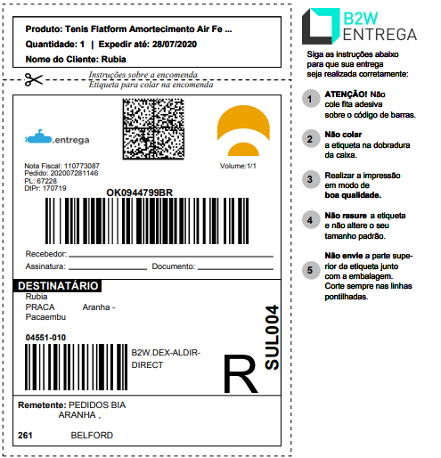 Etiqueta de enderecamento