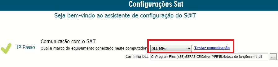DLL MFe e testar comunicação