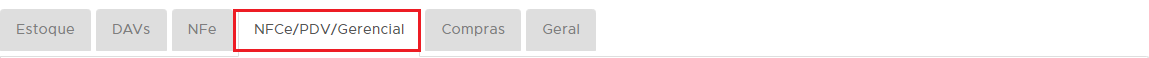 Aba NFCe/PDV/Gerencial
