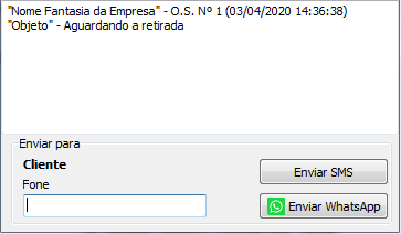 Texto padrão e telefone do cliente na OS