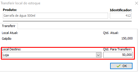 Transferência entre locais
