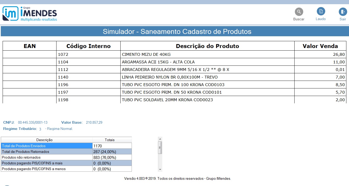 Resultado da simulacao