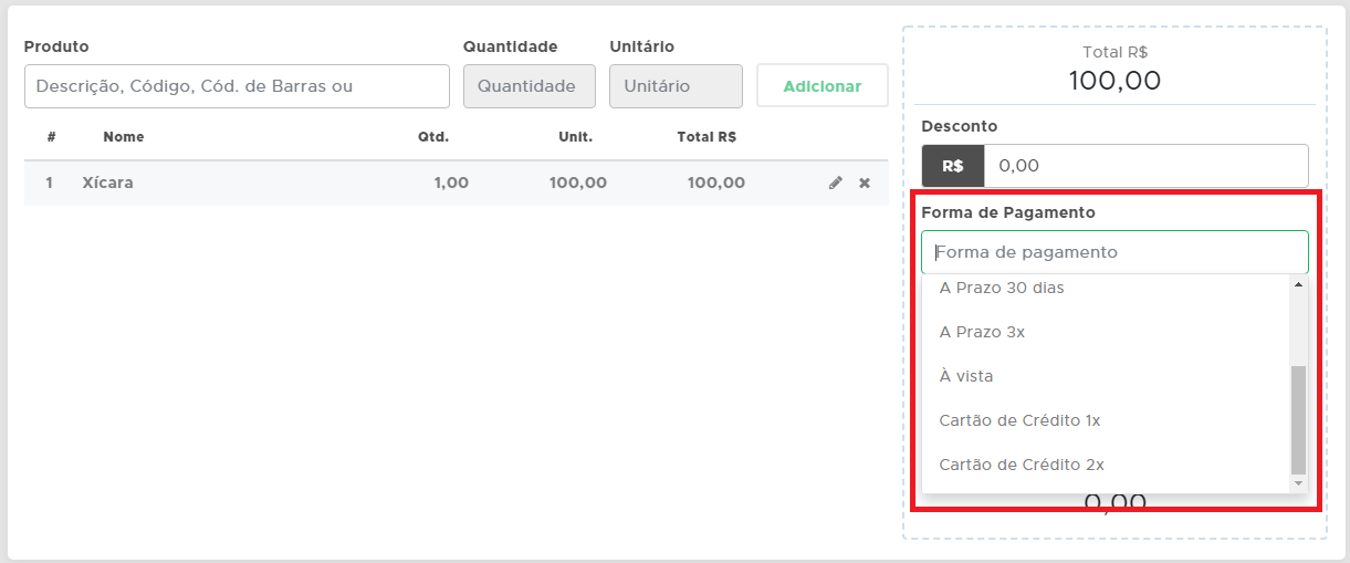 Escolha da forma de pagamento ao finalizar a venda na NFC-e/SAT Forma de pagamento na NFC-e/SAT